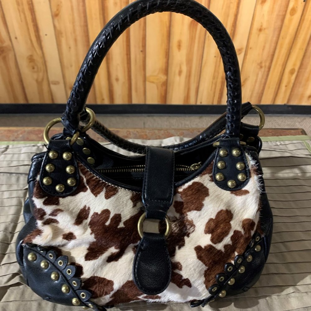 Beautiful Cowhide and Leather Small Carry Bag